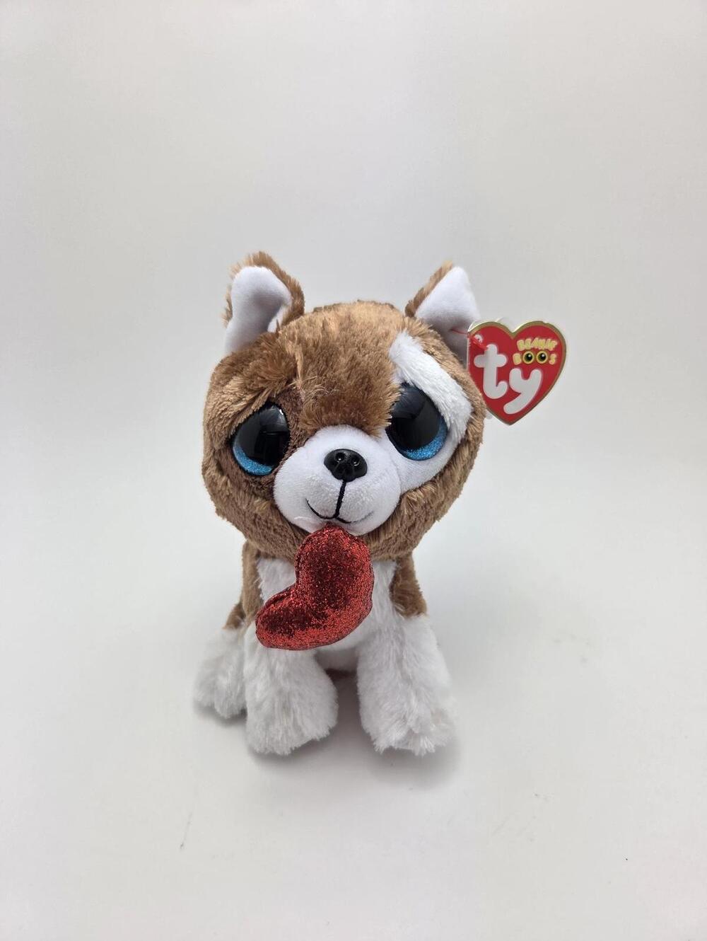 Ty Beanie Boo “Smootches” the Dog Holding a Red Heart (6 inch)